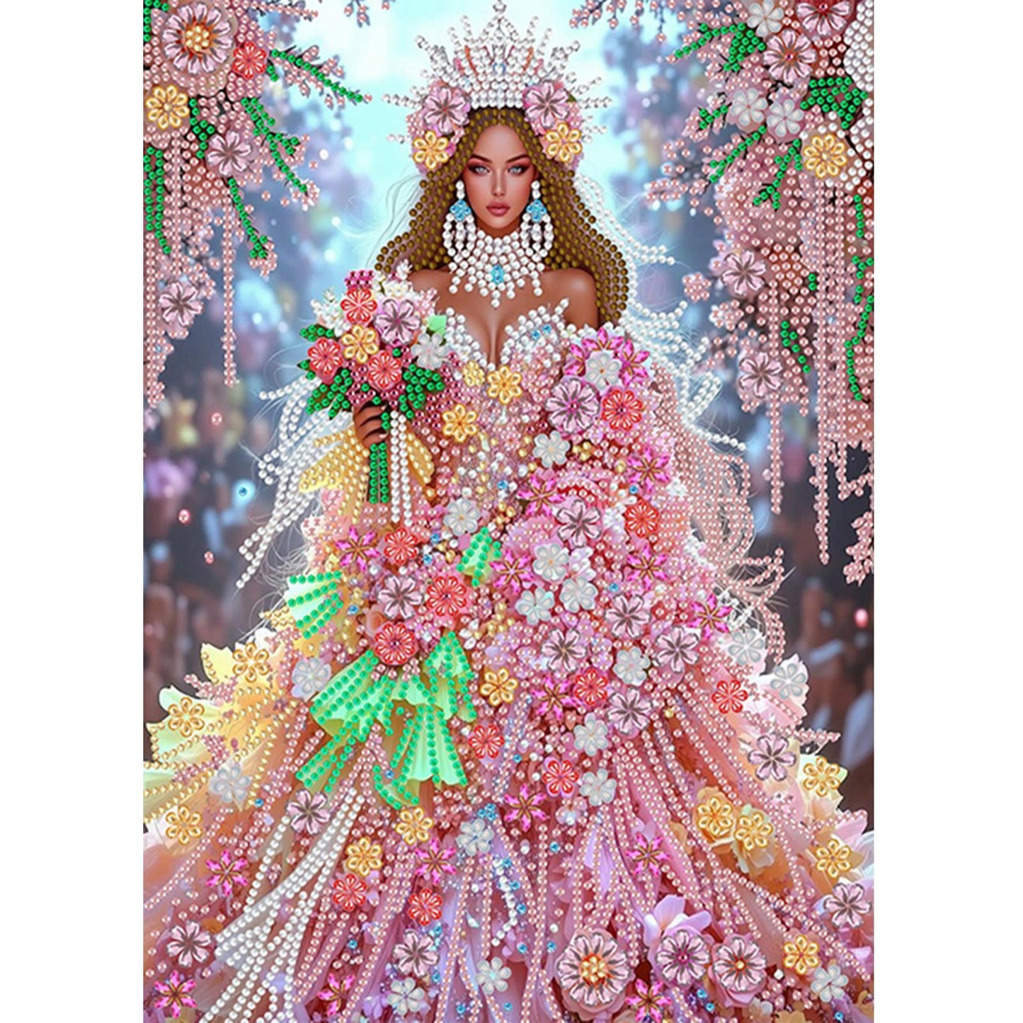 Flower Dress Beauty - Special Shaped Drill Diamond Painting 30*40CM