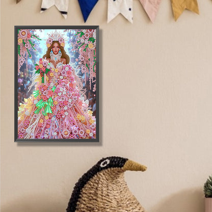 Flower Dress Beauty - Special Shaped Drill Diamond Painting 30*40CM