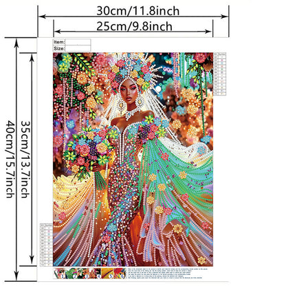 Flower Dress Beauty - Special Shaped Drill Diamond Painting 30*40CM