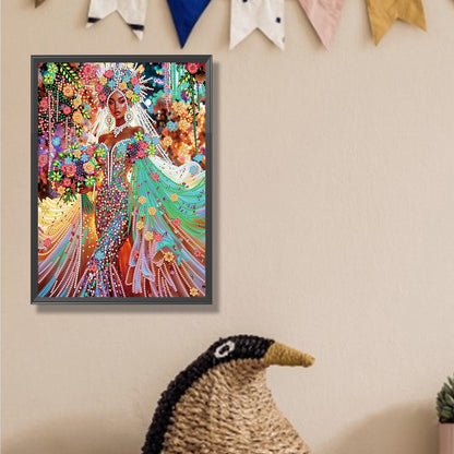 Flower Dress Beauty - Special Shaped Drill Diamond Painting 30*40CM