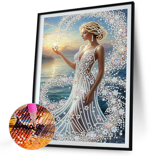 Water Elf Beauty - Special Shaped Drill Diamond Painting 30*40CM