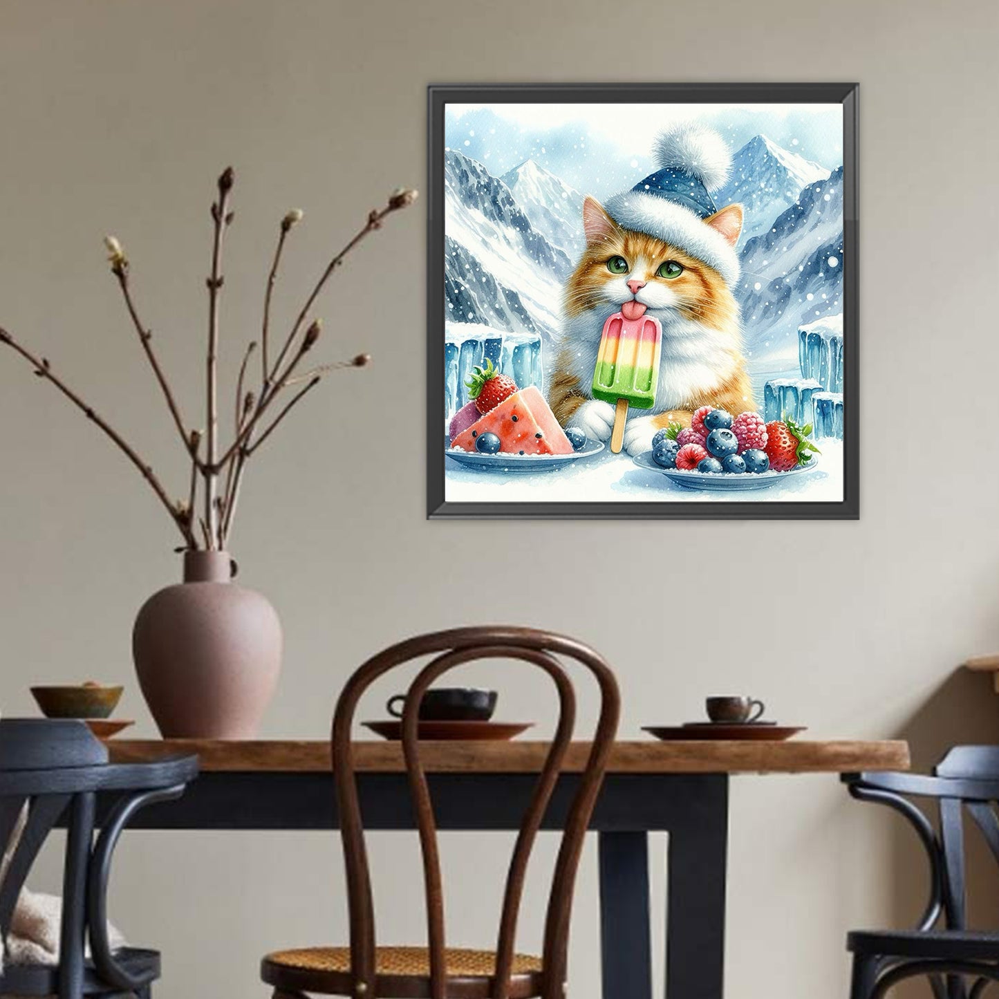 Cat And Ice Cream - Full Round Drill Diamond Painting 40*40CM