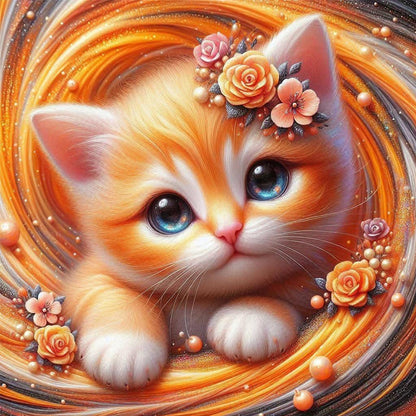 Cat - Full Round Drill Diamond Painting 40*40CM