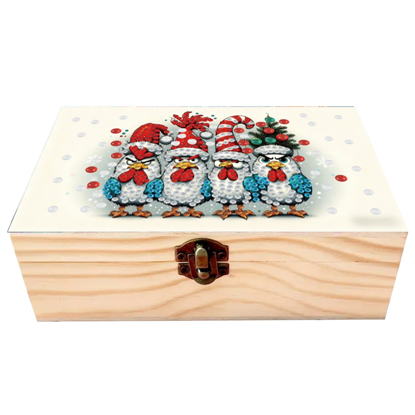 5D DIY Diamond Painting Handmade Wood Storage Box Crystal Storage Case (Chicken)