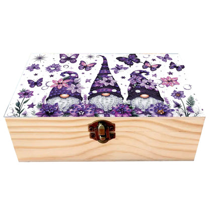 5D DIY Diamond Painting Handmade Wood Storage Box Crystal Storage Case (Gnome)