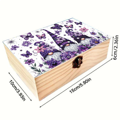 5D DIY Diamond Painting Handmade Wood Storage Box Crystal Storage Case (Gnome)