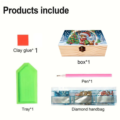 5D DIY Diamond Painting Handmade Wood Storage Box Crystal Storage Case (Deer)