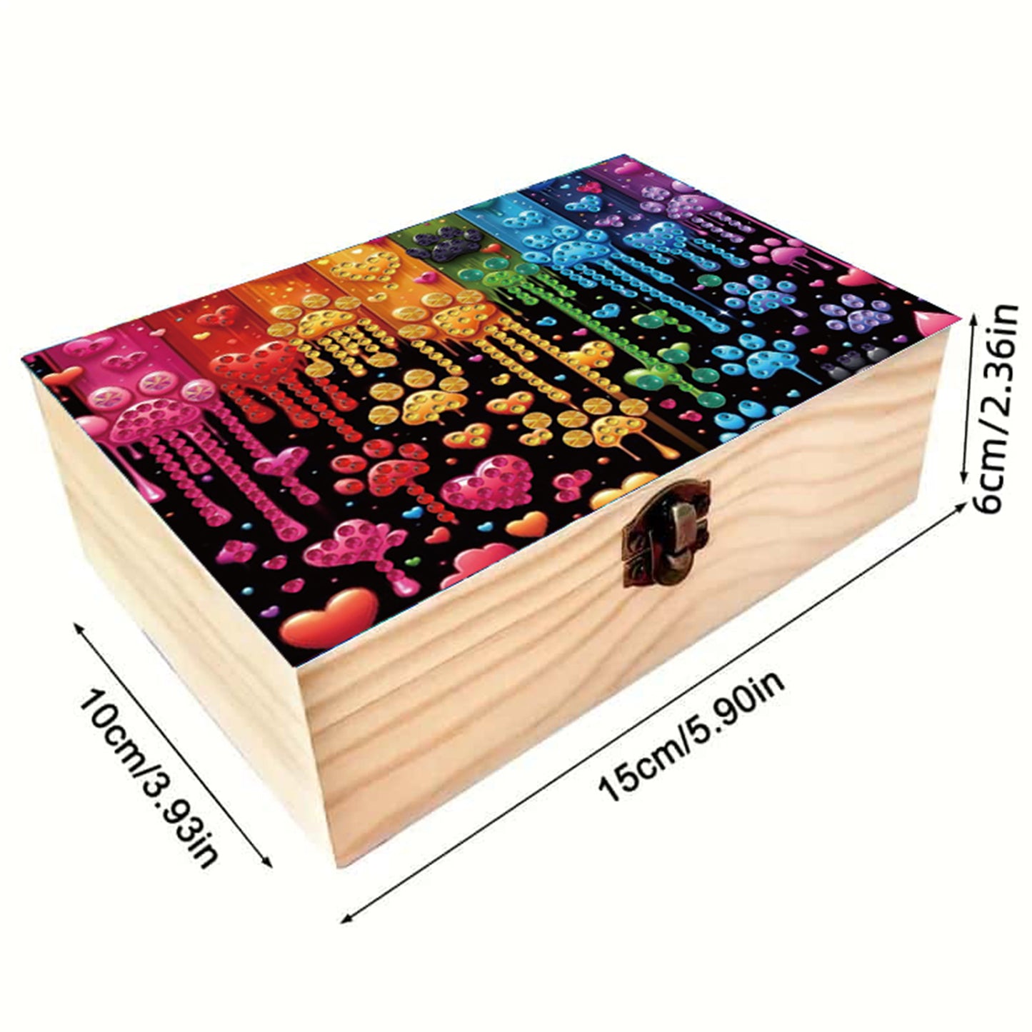 5D DIY Diamond Painting Handmade Wood Storage Box Crystal Storage Case (Heart)
