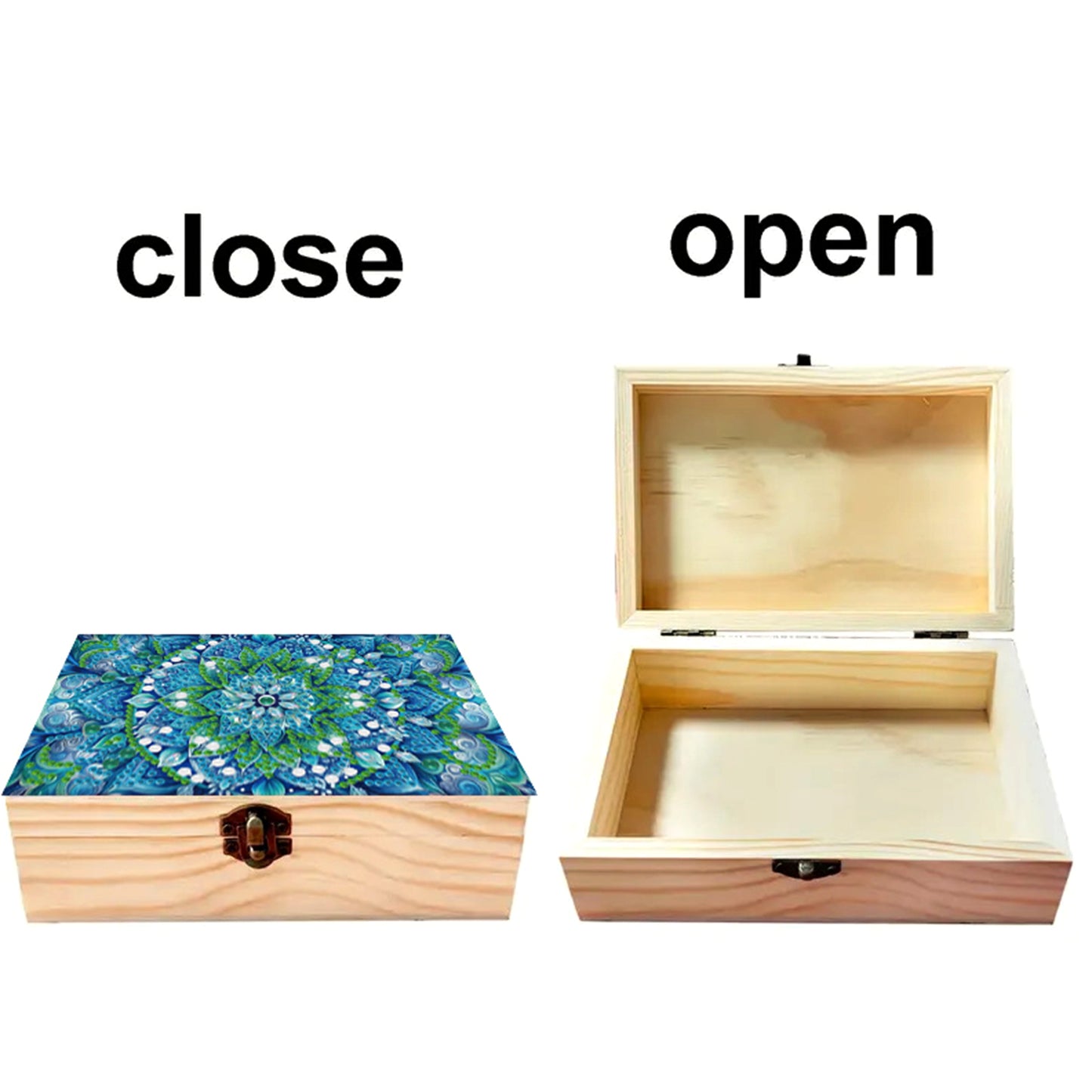 5D DIY Diamond Painting Handmade Wood Storage Box Crystal Storage Case (Mandala)