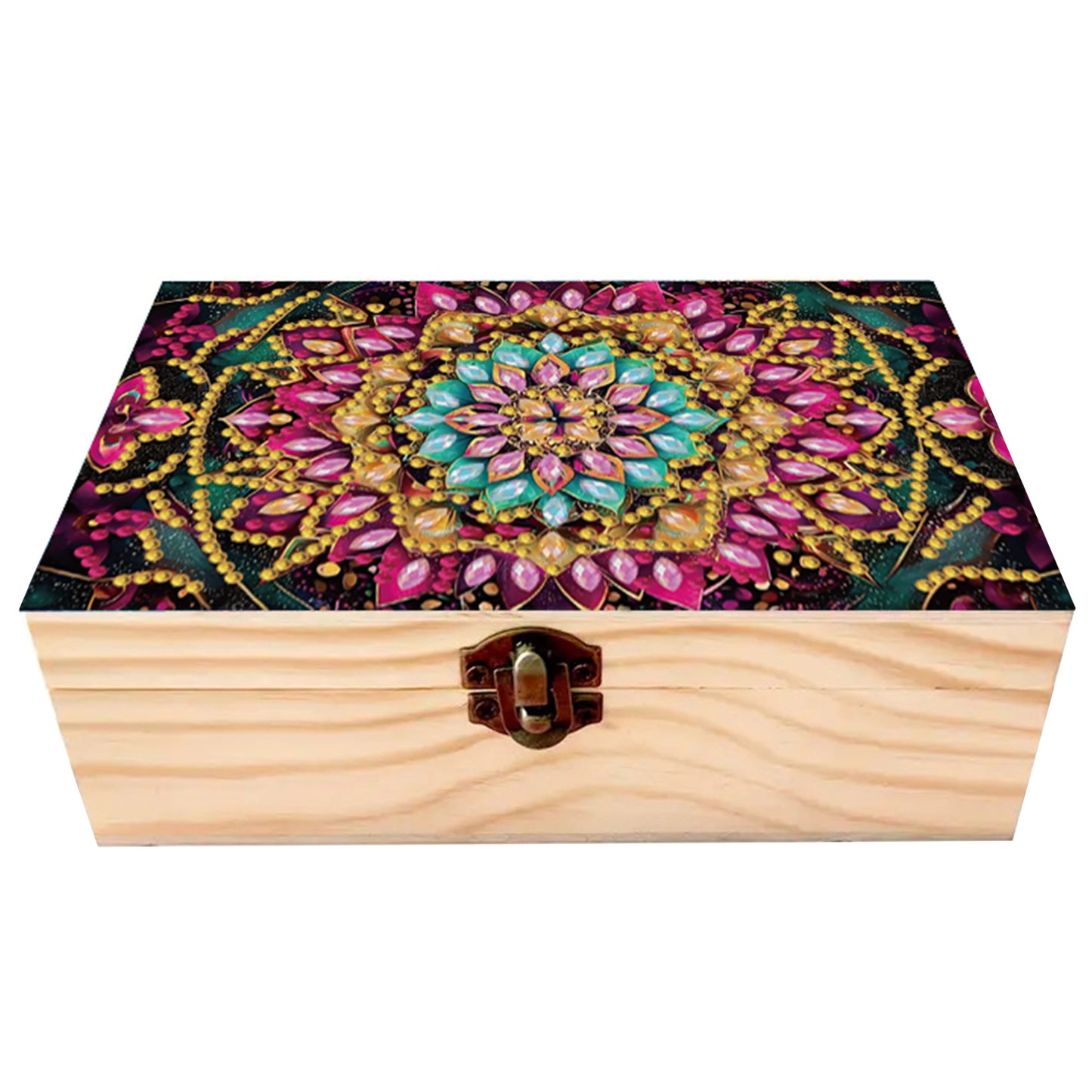 5D DIY Diamond Painting Handmade Wood Storage Box Crystal Storage Case (Mandala)