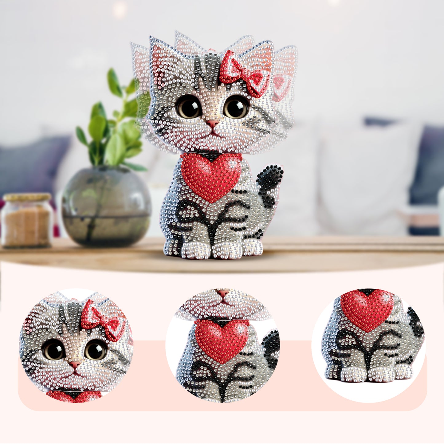 2D Flat DIY Cat Acrylic Shaking Head Diamond Painting Tabletop Ornaments Kit