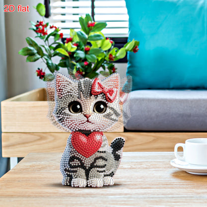 2D Flat DIY Cat Acrylic Shaking Head Diamond Painting Tabletop Ornaments Kit