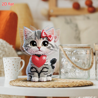2D Flat DIY Cat Acrylic Shaking Head Diamond Painting Tabletop Ornaments Kit