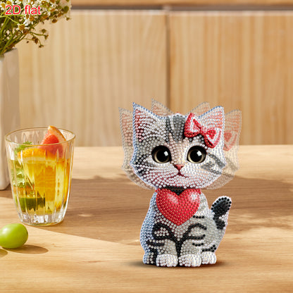 2D Flat DIY Cat Acrylic Shaking Head Diamond Painting Tabletop Ornaments Kit
