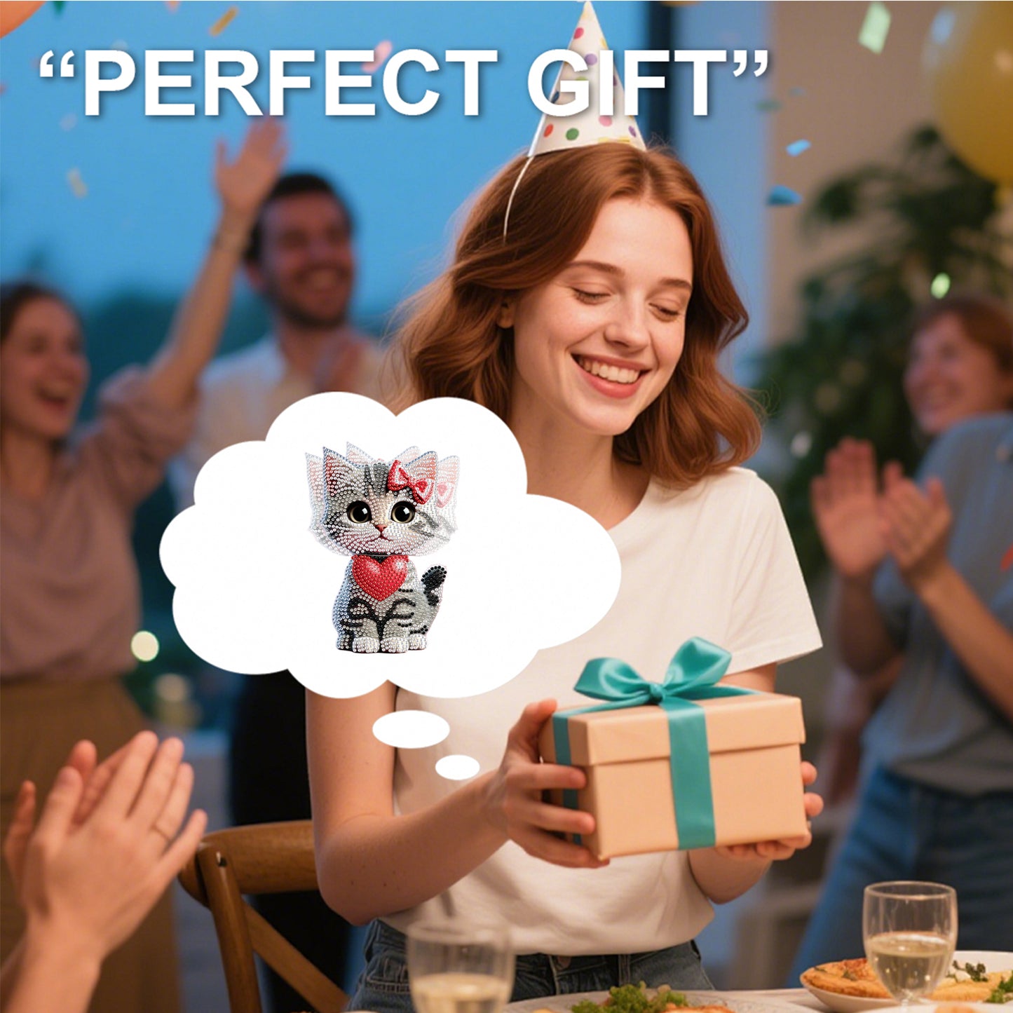 2D Flat DIY Cat Acrylic Shaking Head Diamond Painting Tabletop Ornaments Kit