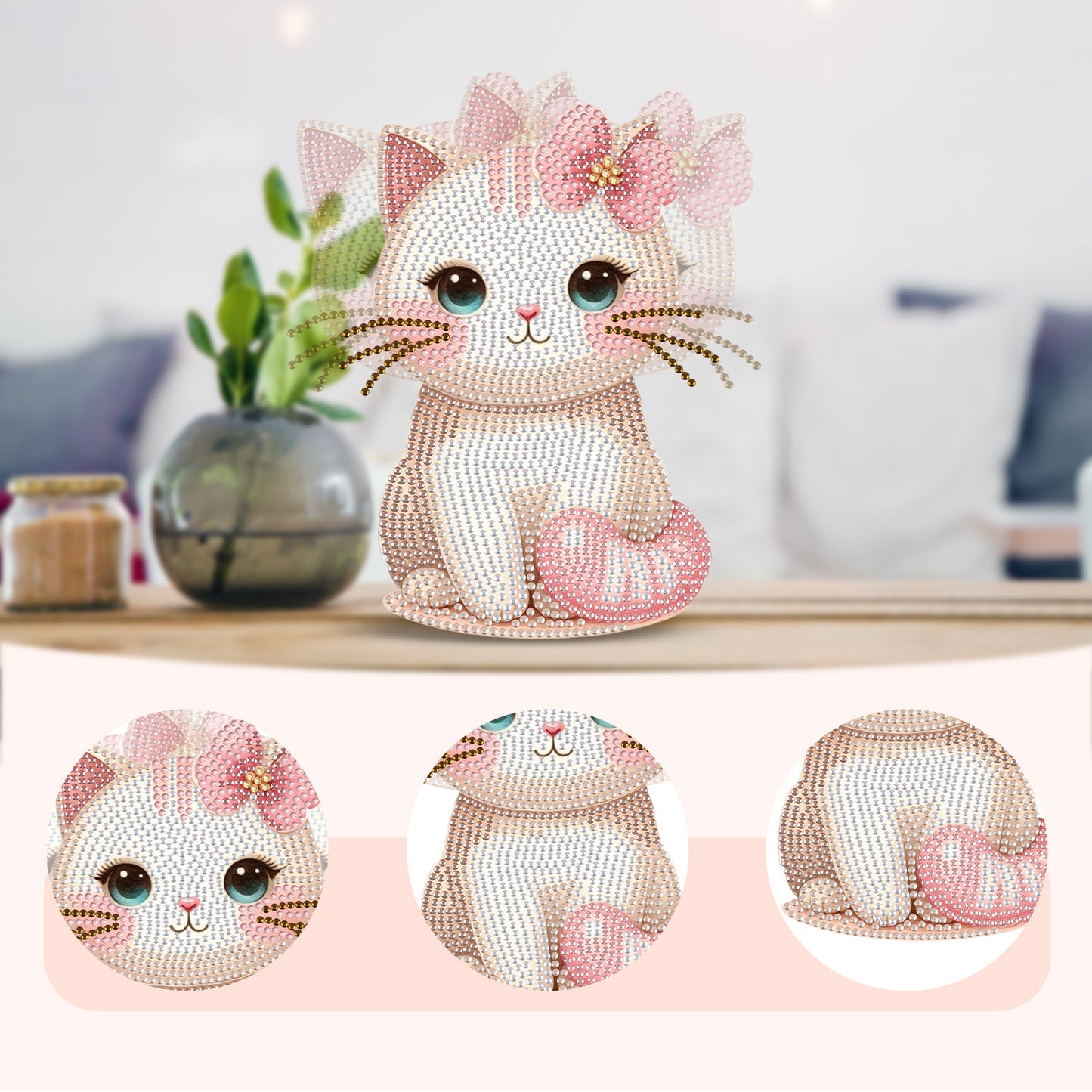 2D Flat DIY Cat Acrylic Shaking Head Diamond Painting Tabletop Ornaments Kit