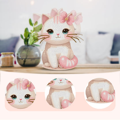 2D Flat DIY Cat Acrylic Shaking Head Diamond Painting Tabletop Ornaments Kit
