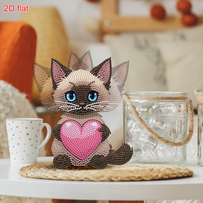 2D Flat DIY Cat Acrylic Shaking Head Diamond Painting Tabletop Ornaments Kit