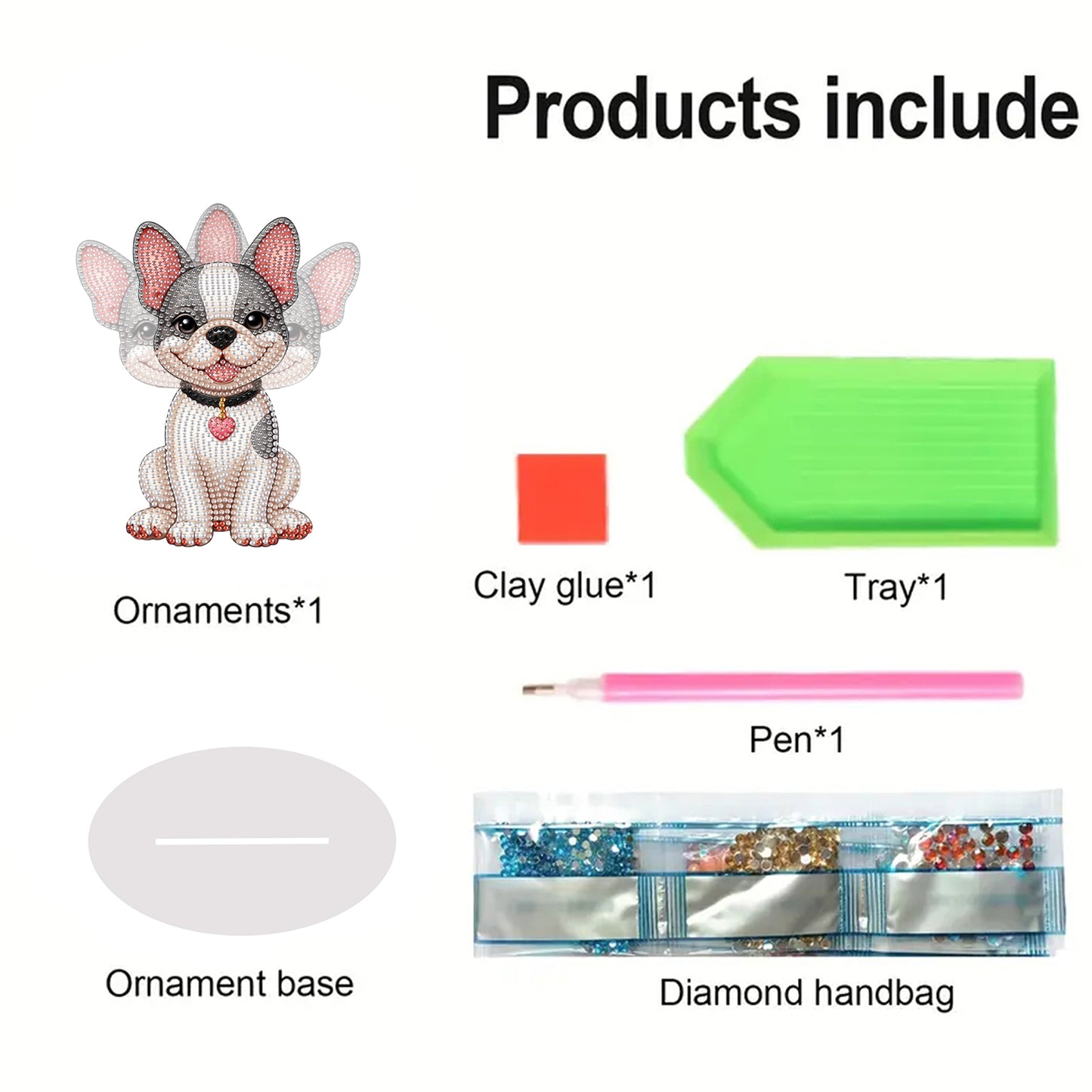 2D Flat DIY Dog Acrylic Shaking Head Diamond Painting Tabletop Ornaments Kit