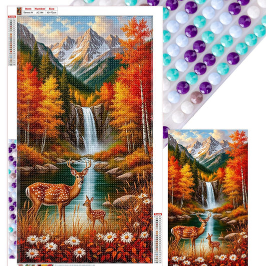 Autumn Reindeer - Full Round Drill Diamond Painting 40*70CM