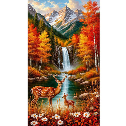 Autumn Reindeer - Full Round Drill Diamond Painting 40*70CM