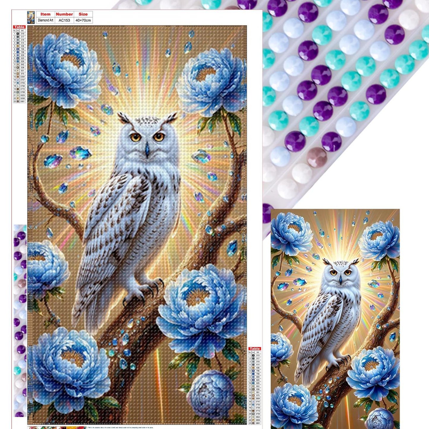 Owl - Full Round Drill Diamond Painting 40*70CM
