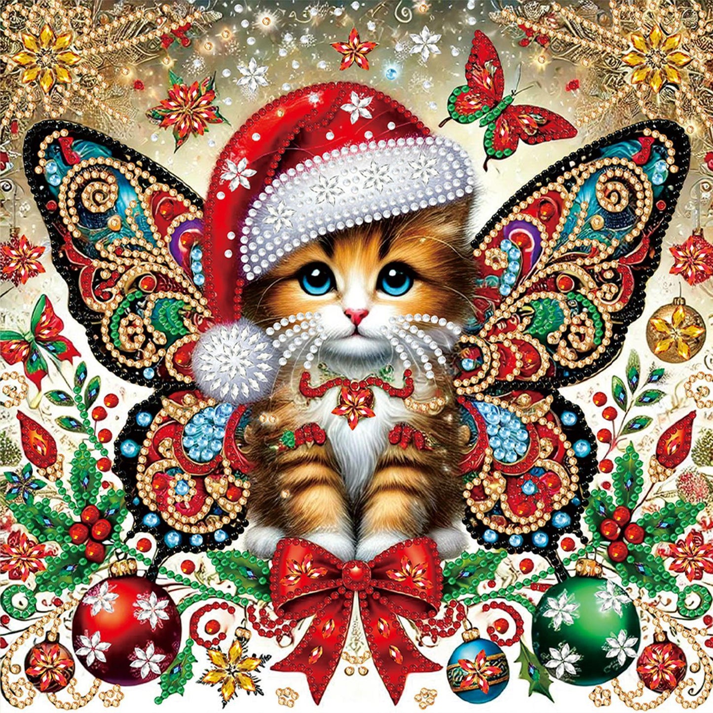 Christmas Cat - Special Shaped Drill Diamond Painting 30*30CM