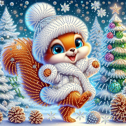 Christmas Squirrel - Special Shaped Drill Diamond Painting 30*30CM