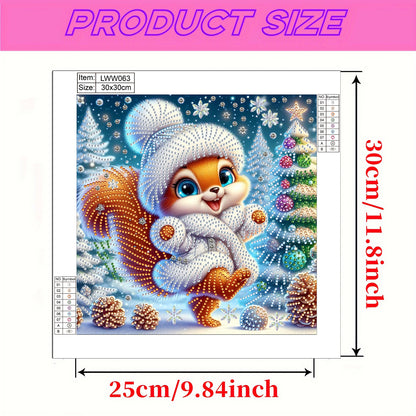 Christmas Squirrel - Special Shaped Drill Diamond Painting 30*30CM