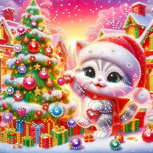 Christmas Cat - Special Shaped Drill Diamond Painting 30*30CM