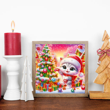 Christmas Cat - Special Shaped Drill Diamond Painting 30*30CM