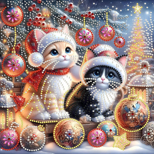 Christmas Cat - Special Shaped Drill Diamond Painting 30*30CM