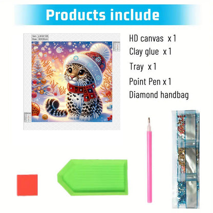 Christmas Leopard - Special Shaped Drill Diamond Painting 30*30CM