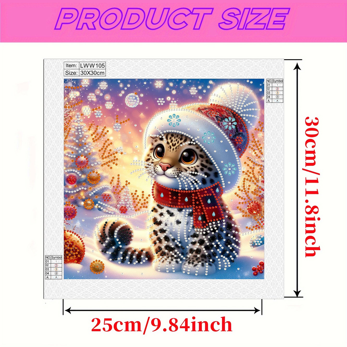 Christmas Leopard - Special Shaped Drill Diamond Painting 30*30CM