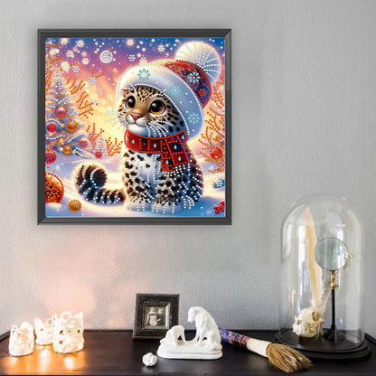 Christmas Leopard - Special Shaped Drill Diamond Painting 30*30CM