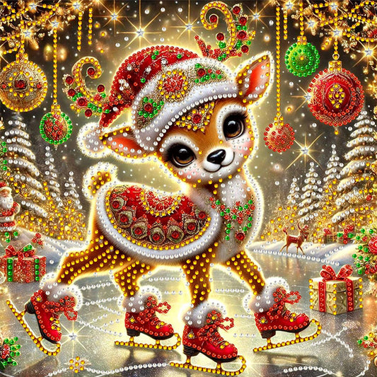 Christmas Fawn - Special Shaped Drill Diamond Painting 30*30CM