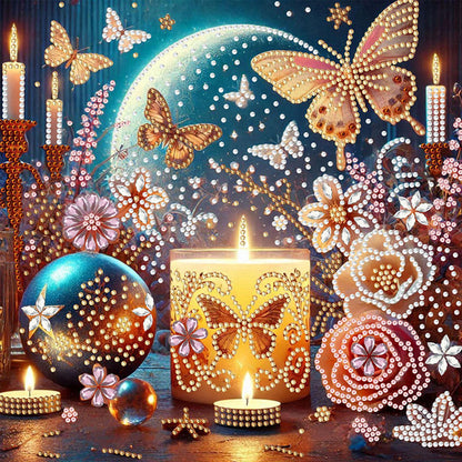 Dreamy Flower Candles - Special Shaped Drill Diamond Painting 30*30CM