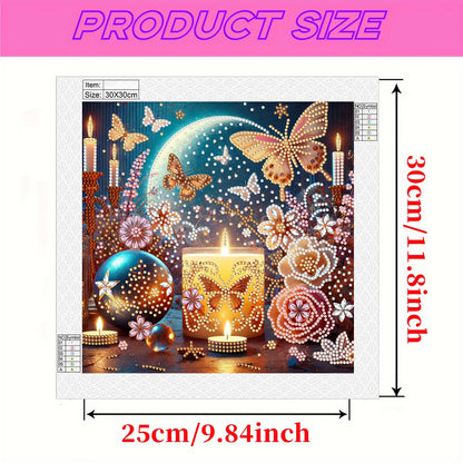 Dreamy Flower Candles - Special Shaped Drill Diamond Painting 30*30CM