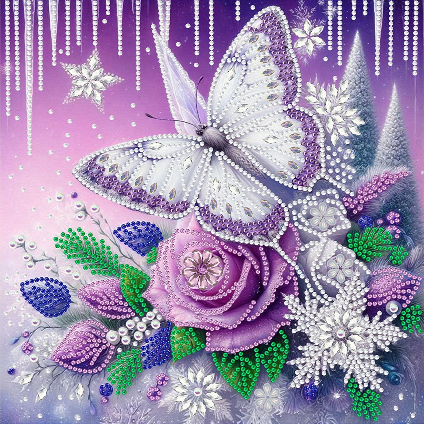 Dreamy Flower Butterflies - Special Shaped Drill Diamond Painting 30*30CM