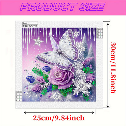 Dreamy Flower Butterflies - Special Shaped Drill Diamond Painting 30*30CM