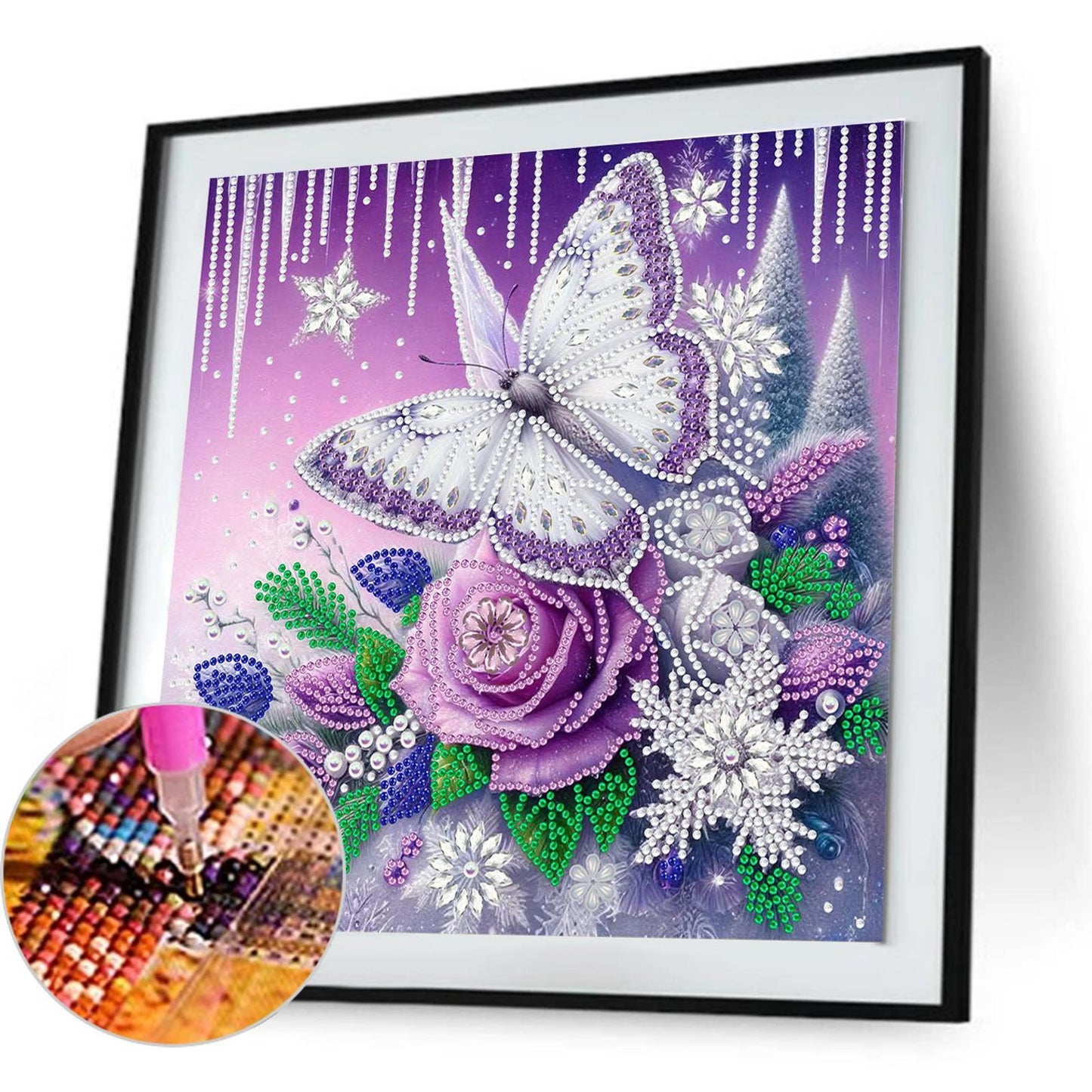 Dreamy Flower Butterflies - Special Shaped Drill Diamond Painting 30*30CM