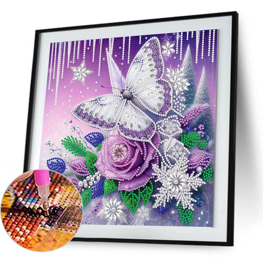 Dreamy Flower Butterflies - Special Shaped Drill Diamond Painting 30*30CM