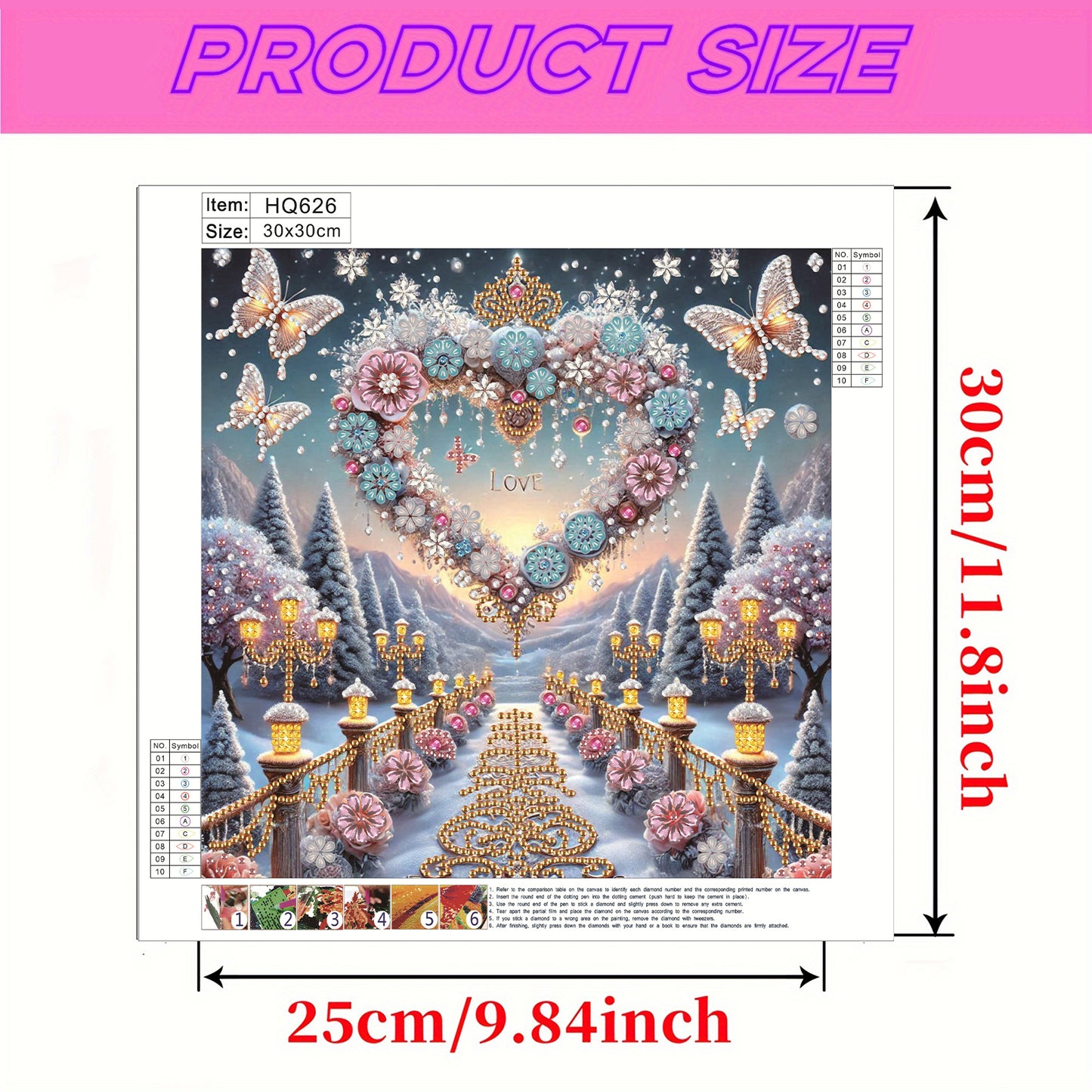 Dreamy Flower Hearts - Special Shaped Drill Diamond Painting 30*30CM