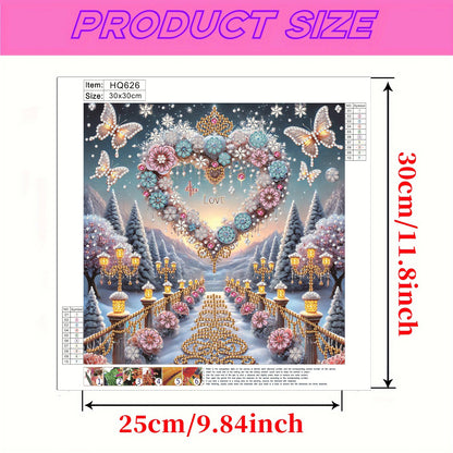 Dreamy Flower Hearts - Special Shaped Drill Diamond Painting 30*30CM