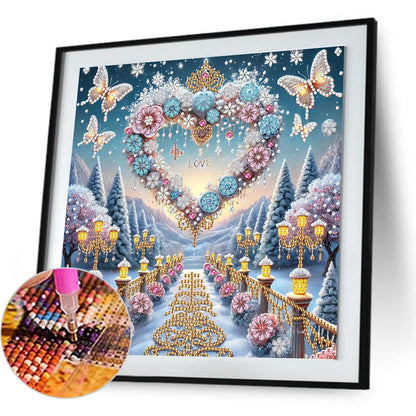 Dreamy Flower Hearts - Special Shaped Drill Diamond Painting 30*30CM