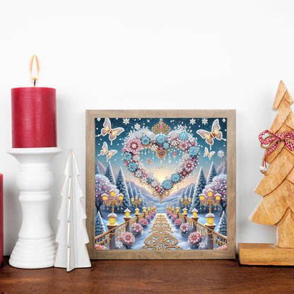 Dreamy Flower Hearts - Special Shaped Drill Diamond Painting 30*30CM