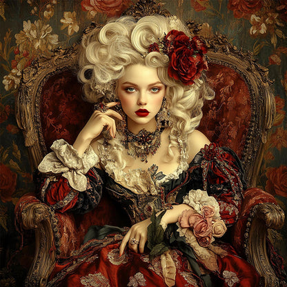 Vintage Girl - Full Round Drill Diamond Painting 40*40CM