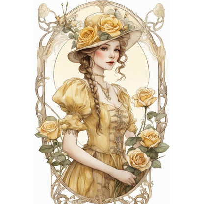 Vintage Girl - Full Round Drill Diamond Painting 40*60CM