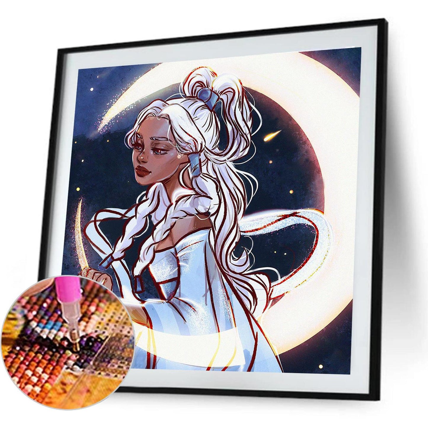 Moon And Girl - Full Round Drill Diamond Painting 50*50CM
