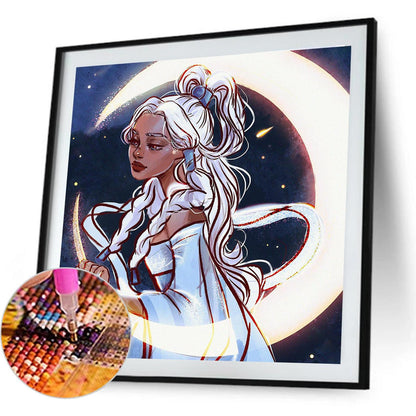 Moon And Girl - Full Round Drill Diamond Painting 50*50CM